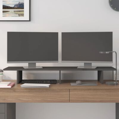 vidaXL Monitor Stand Grey 100x27x15 cm Solid Wood Pine