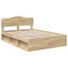 vidaXL Bed Frame with Headboard Sonoma 140 x 190 cm Solid Pine Wood