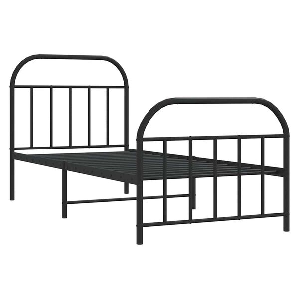 vidaXL Metal Bed Frame without Mattress with Footboard Black 90x190cm