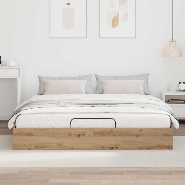vidaXL Ottoman Bed Frame Artisian Oak 203 x 180 x 25 cm Chipboard