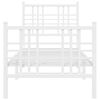 vidaXL Metal Bed Frame without Mattress with Footboard White 75x190cm