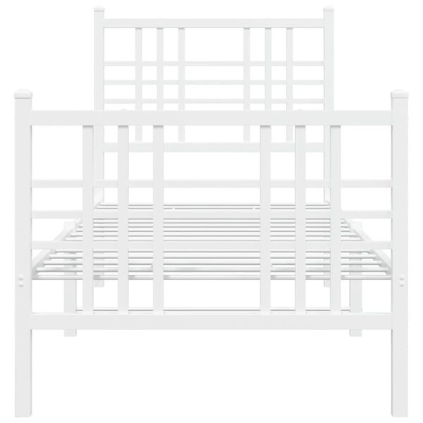 vidaXL Metal Bed Frame without Mattress with Footboard White 75x190cm