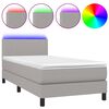 vidaXL Box Spring Bed with Mattress&LED Light Grey 90x200cm Fabric