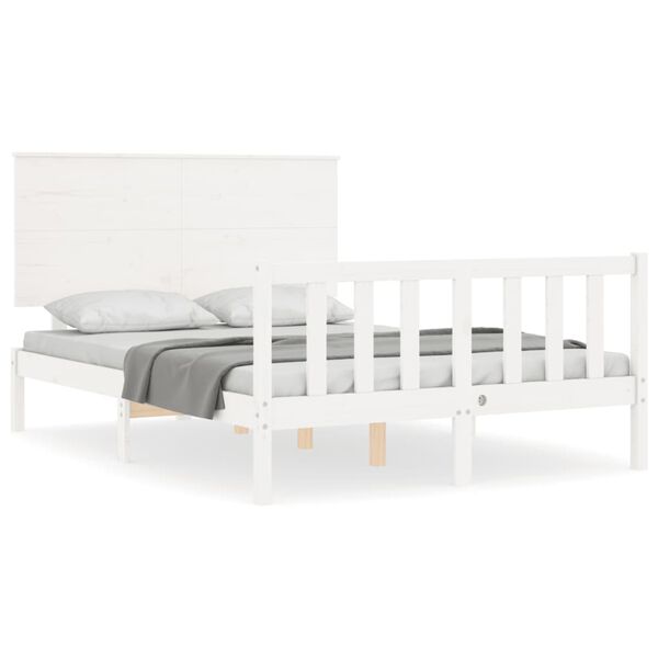 vidaXL Bed Frame without Mattress White 140x190 cm Solid Wood Pine