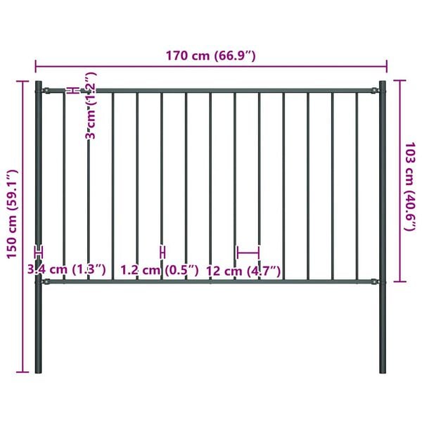 vidaXL Fence Panel Woerden with Posts Steel 1.7x1 m Anthracite