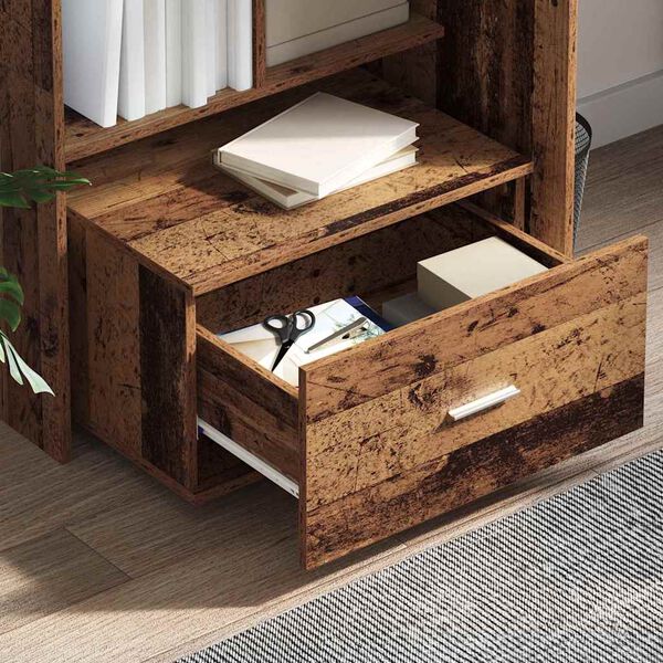 vidaXL Desk with Drawer Old Wood 131.5 x 50 x 106.5 cm Engineered Wood