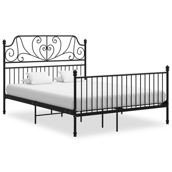 vidaXL Bed Frame without Mattress Black Metal 160x200 cm