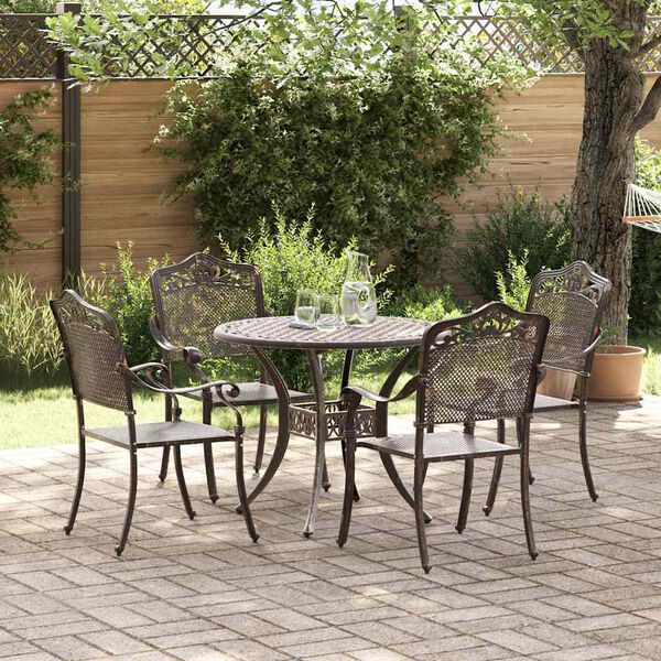 vidaXL Garden Dining Set 5 pcs Bronze Aluminium