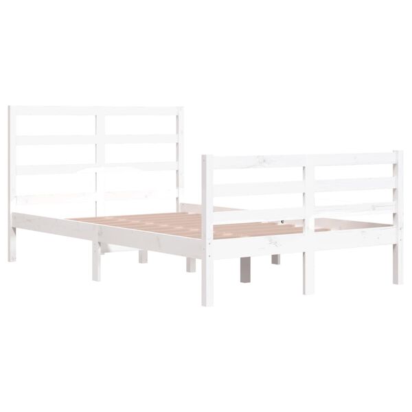 vidaXL Bed Frame without Mattress White Solid Wood Pine 120x200 cm