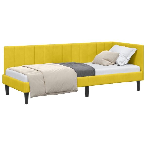 vidaXL Corner Bed Frame with Headboard Yellow 80 cm x 200 cm Velvet