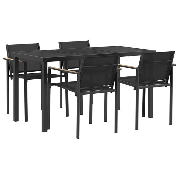 vidaXL Outdoor Furniture Set 5 pcs Black and Anthracite Textilene