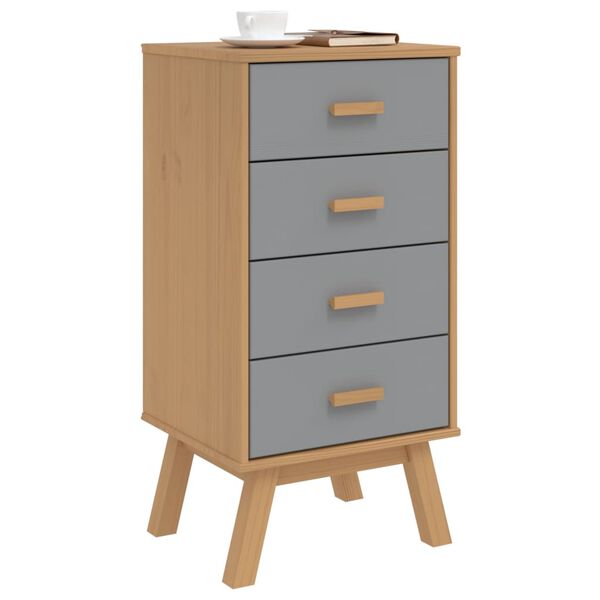 vidaXL Bedside Cabinet OLDEN Grey and Brown Solid Wood Pine