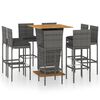 vidaXL 9 Piece Garden Bar Set with Cushions Poly Rattan Grey