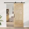 vidaXL Sliding Door Natural and Black 86 x 211 cm Solid Pine Wood