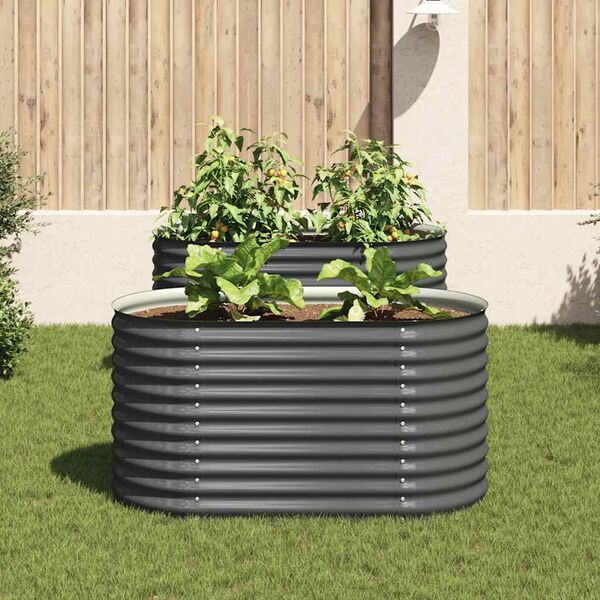 vidaXL Garden Raised Bed 160x80x81 cm Galvanised Steel Grey