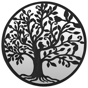 vidaXL Garden Mirror Black 40x2.5 cm Iron Round for Outdoor Use