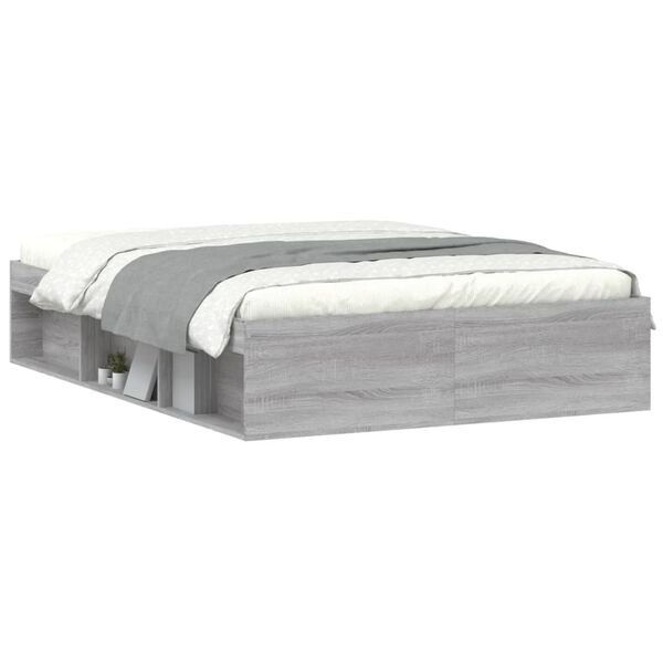 vidaXL Bed Frame without Mattress Grey Sonoma 135x190 cm Double Double
