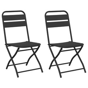 vidaXL Garden Folding Chair 2 pcs Anthracite Powder-Coated Steel