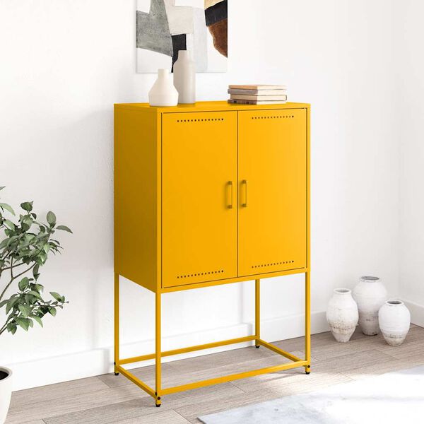 vidaXL Highboard Mustard Yellow 68.5x38.5x107 cm Steel