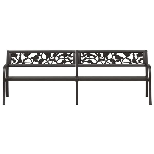 vidaXL Twin Garden Bench 246 cm Black Steel