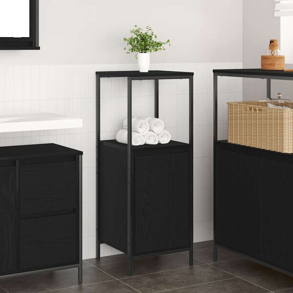 vidaXL Bathroom Cabinet with Shelves Black Oak 36x35x95 cm