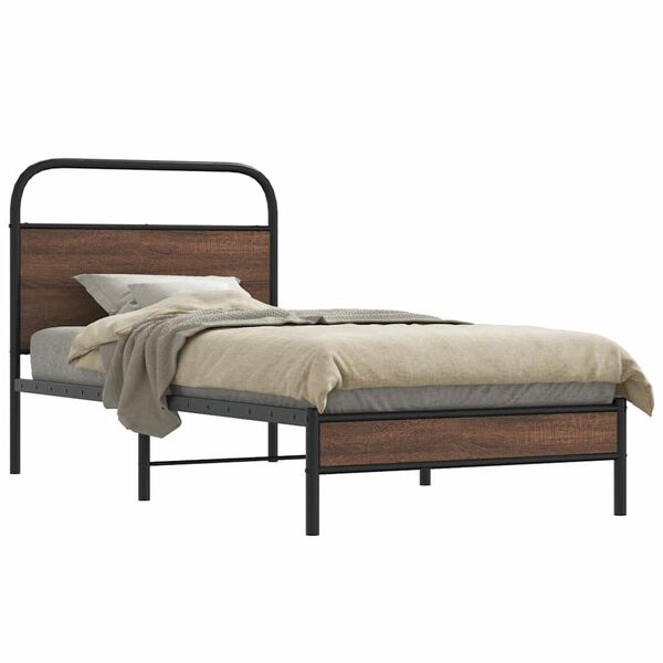 vidaXL Bed Frame without Mattress 90x200 cm Brown Oak Engineered Wood