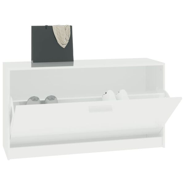 vidaXL Shoe Bench High Gloss White 80x24x45 cm Engineered Wood