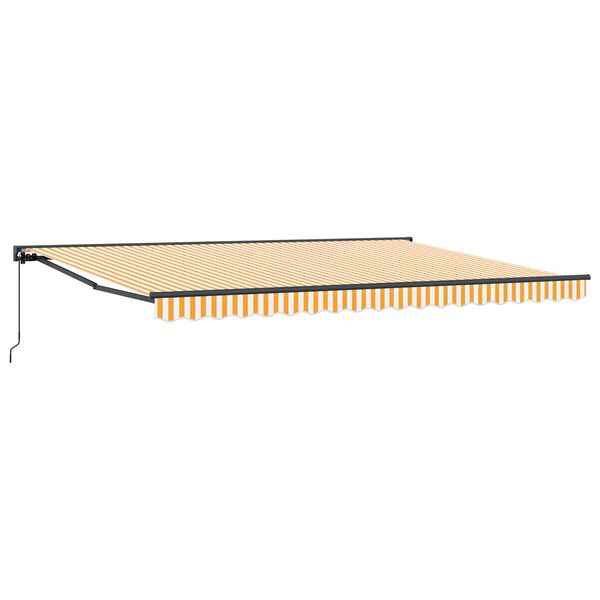 vidaXL Retractable Awning Manual Yellow and White 450 x 300 cm