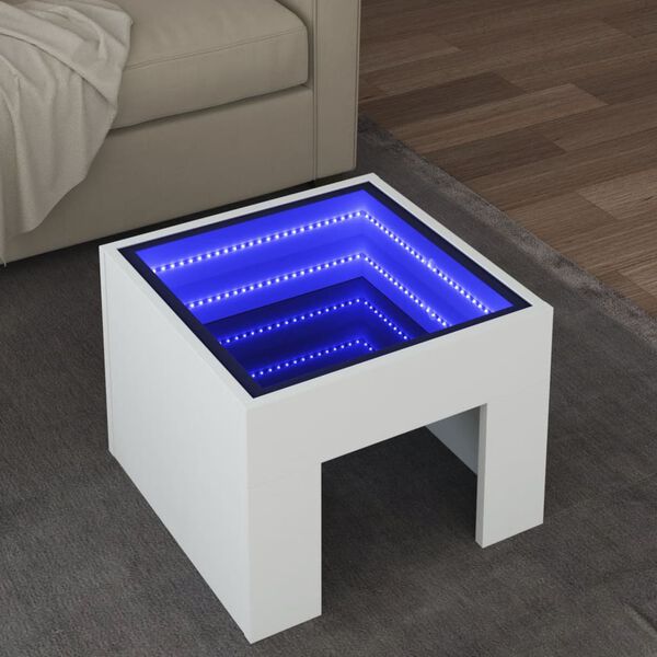 vidaXL Coffee Table with Infinity LED White 40x40x30 cm