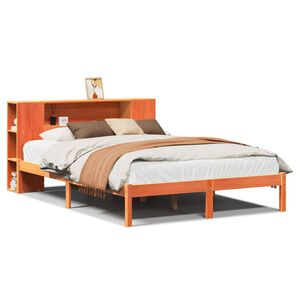 vidaXL Bookcase Bed without Mattress Wax Brown 140x190 cm Solid Wood Pine