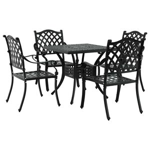 vidaXL Garden Table Set 5 pcs Black Cast Aluminium