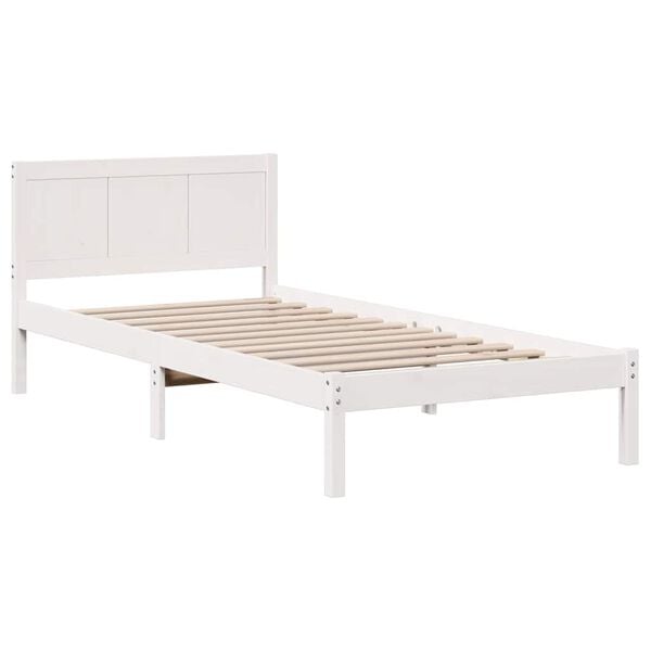 vidaXL Bed Frame White 90 x 190 cm Solid Pine wood