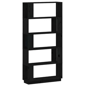 vidaXL Book Cabinet/Room Divider Black 80x25x163,5 cm Solid Wood Pine