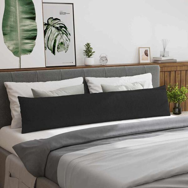 vidaXL Sofa Pillows 2 pcs Black 200 x 40 cm Fabric