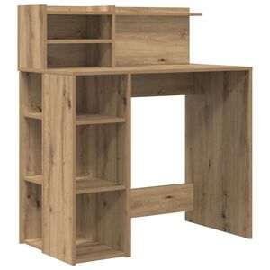 vidaXL Desk with Shelf Artisan Oak 90 x 48 x 101.5 cm Engineered Wood