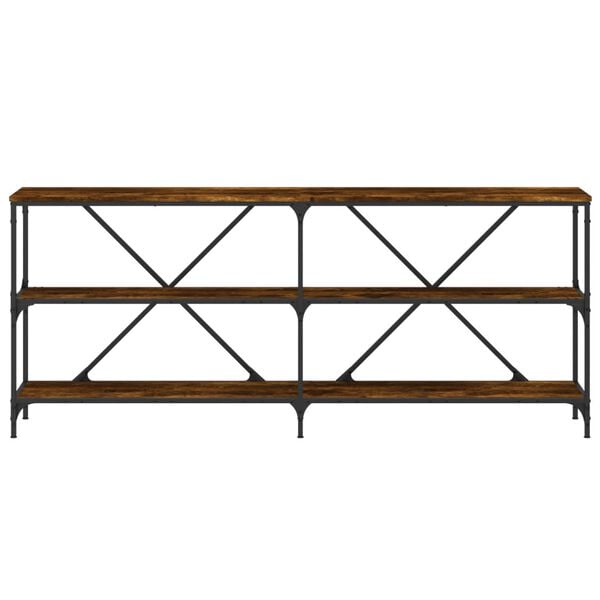 vidaXL Console Table Smoked Oak 180x30x75 cm Engineered Wood and Iron