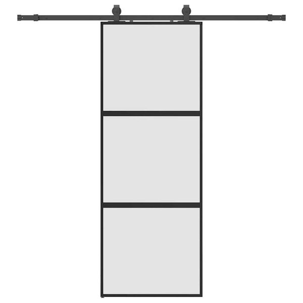 vidaXL Sliding Door with Hardware Set Black 76x205 cm Tempered Glass