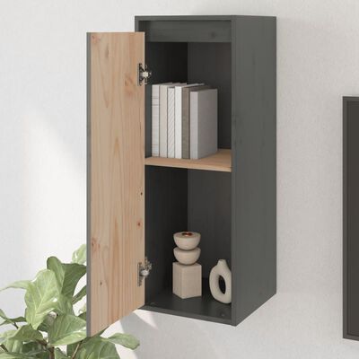 vidaXL Wall Cabinet Grey 30x30x80 cm Solid Wood Pine