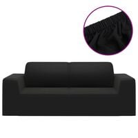 vidaXL 2-Seater Stretch Couch Slipcover Black Polyester Jersey