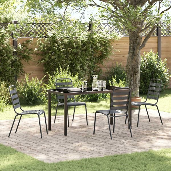 vidaXL Garden Dining Set 5 pcs Anthracite Powder-Coated Steel