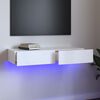 vidaXL TV Cabinet with LED Lights High Gloss White 90x35x15.5 cm