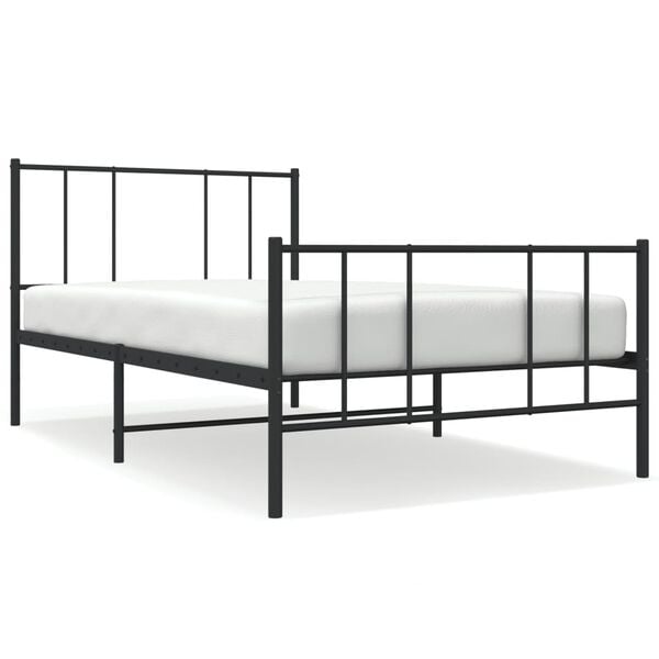 vidaXL Metal Bed Frame without Mattress with Footboard Black 107x203cm