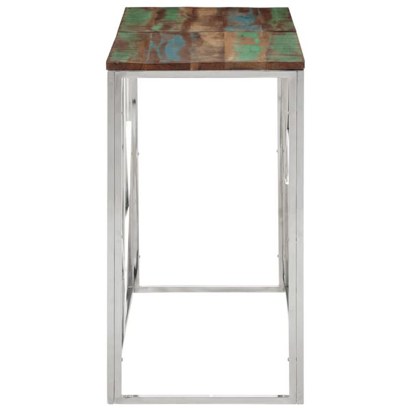 vidaXL Console Table Silver Stainless Steel and Solid Wood Reclaimed