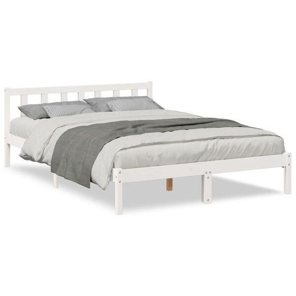 vidaXL Extra Long Bed Frame without Mattress White 140x220 cm Solid Wood Pine