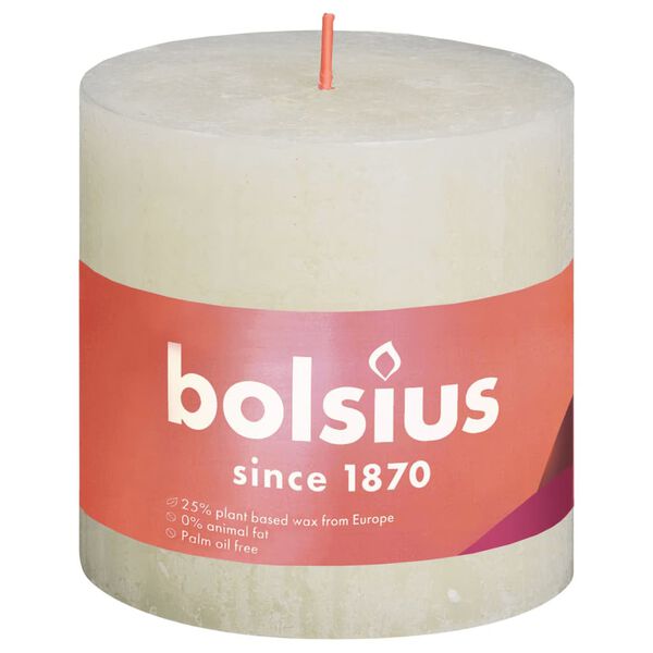 Bolsius Rustic Pillar Candles Shine 3 pcs 100x100 mm Soft Pearl