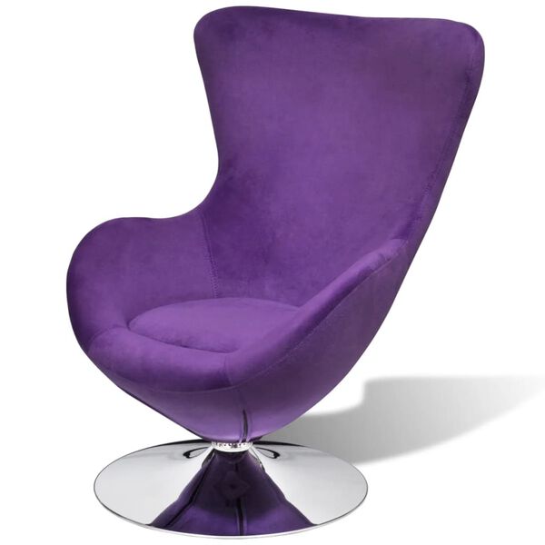 vidaXL Swivel Egg Chair with Cushion Purple Velvet