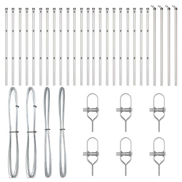 vidaXL Fence Post Other 26 pcs Grey 3.2 x 3.2 x 120 cm Steel