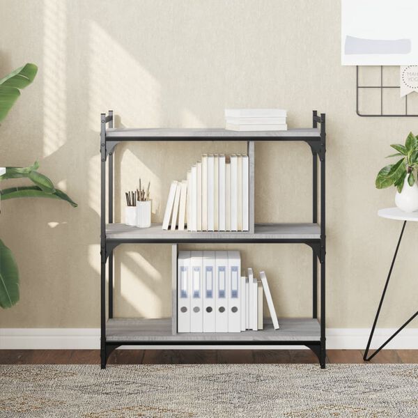 vidaXL Bookcase 3-Tier Grey Sonoma 76x32x88 cm Engineered Wood