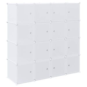 vidaXL Storage Cube Organiser with 16 Cubes and Hanging Rods PP