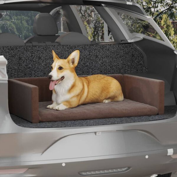 vidaXL Dog Car Boot Brown 110x70 cm Linen Look